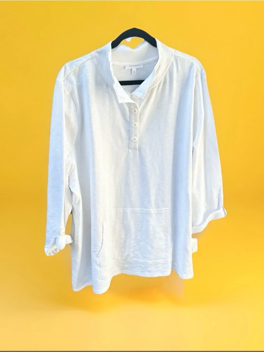 Talbots White Henley Shirt with Button Placket - Picture 1 of 7